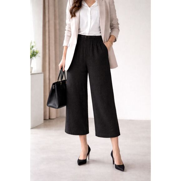 Adrianna Papell Pants - Adrianna Papell NWT Black Cropped Gaucho Pants Size 10 Flowy Business‎ Casual